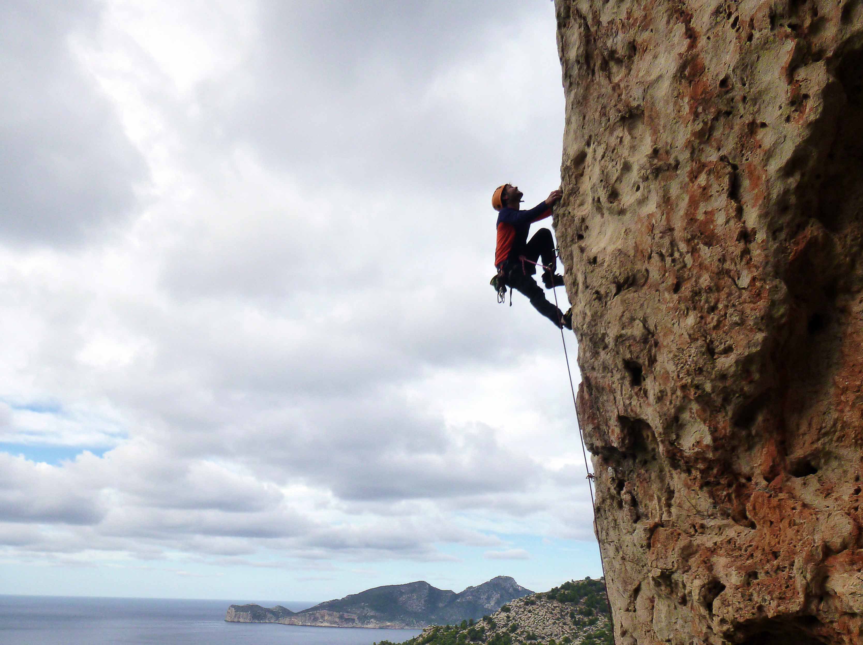 Climbing in Mallorca, Spain.